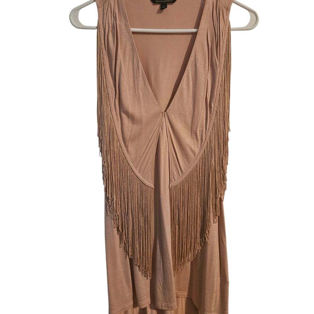 Banana Republic Woman's Fringe Top In Light Pink Size SMALL